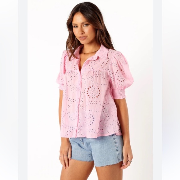 Petal & Pup Tops - Petal & Pup Pink Janelle Eyelet Top XS NEW